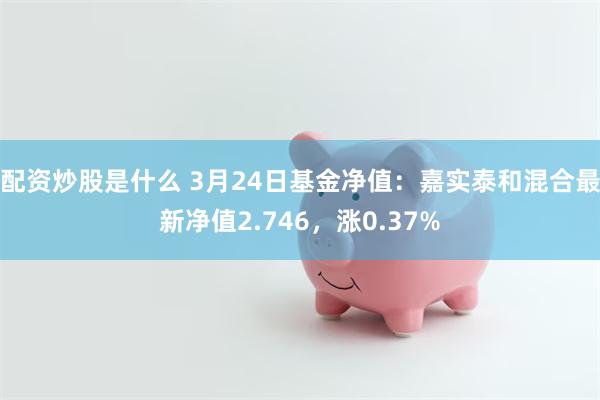 配资炒股是什么 3月24日基金净值：嘉实泰和混合最新净值2.746，涨0.37%